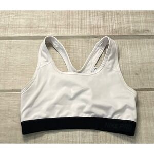 Nike Pro Classic Swoosh Bra Running Athletic Training‎ Bra Whit & Black S